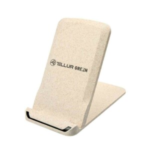 Tellur - Green - 15W Wireless Desk Charger - Cream - Wheat Straw