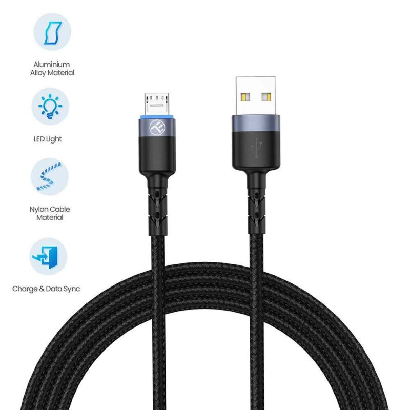 Tellur - Micro USB Cable 3A - Black - Καλώδιο δεδομένων USB σε Micro USB με φως LED, 1,2 μέτρα - Image 5