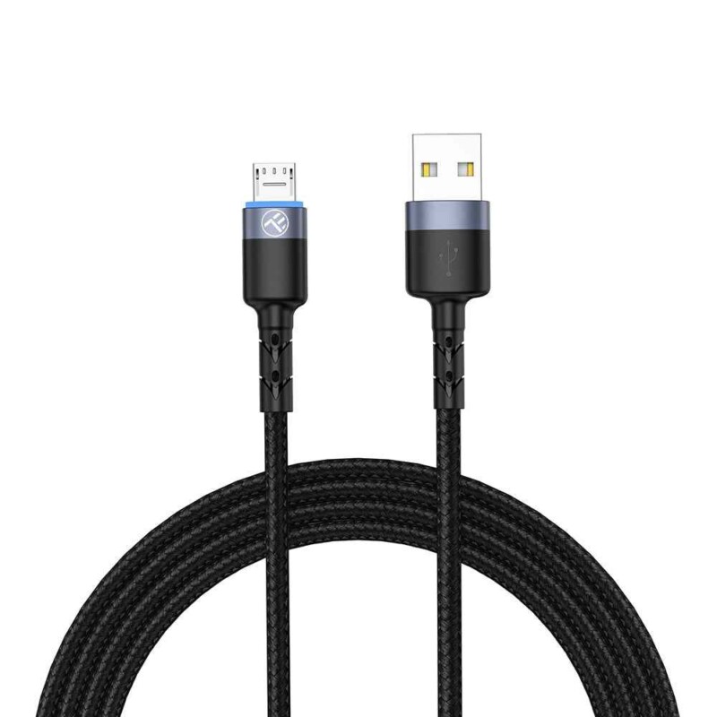 Tellur - Micro USB Cable 3A - Black - Καλώδιο δεδομένων USB σε Micro USB με φως LED