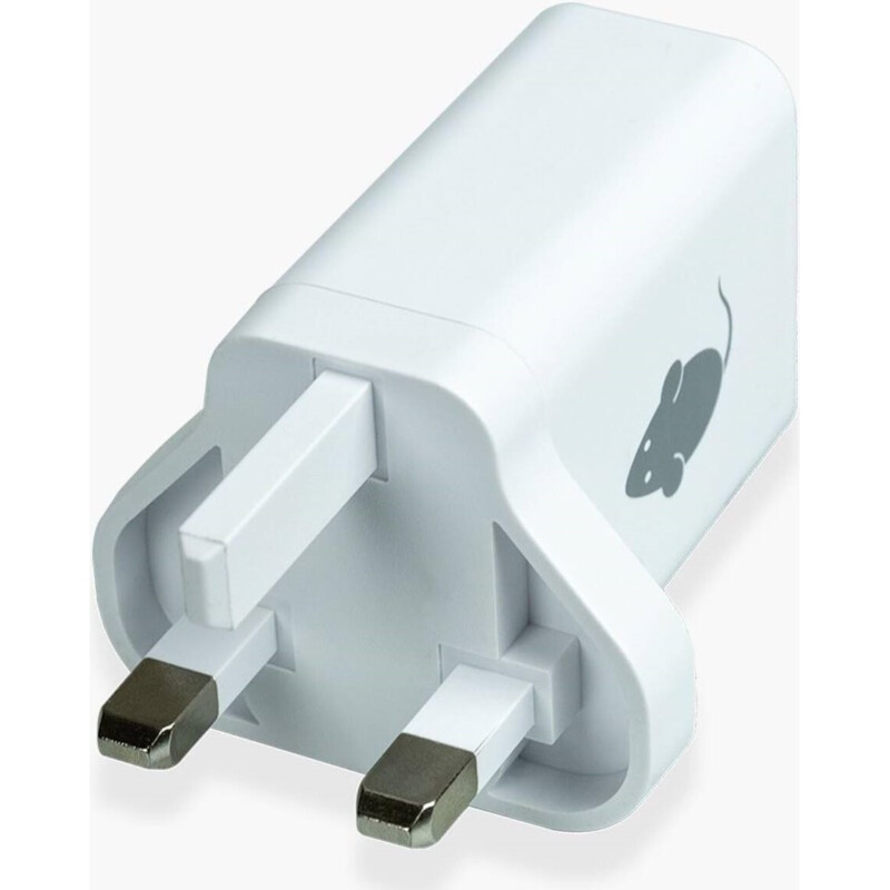 GREEN MOUSE - Dual USB Charger 2.4A - UK Plug - White GREEN MOUSE - Dual USB Charger 2.4A - UK Plug - White