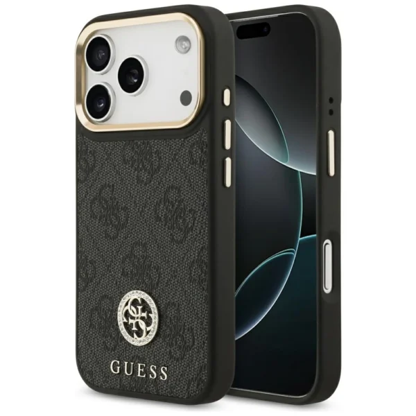 Guess - 4G Big Logo Strass with stripes MagSafe case for iPhone 17 Pro - Black - Θήκη Προστασίας για iPhone 17 Pro σε Μαύρο Χρώμα
