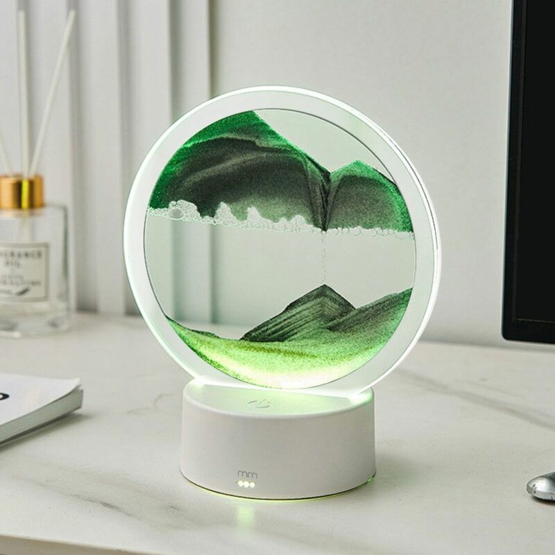 Sandscape Lamp – Περιστρεφόμενο 3D διακοσμητικό φωτιστικό με κινούμενη άμμο (Κυκλικό) - Image 5