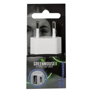 Greenmouse Dual Wall Charger – Διπλός Φορτιστής USB-A & USB-C 20W σε λευκό χρώμα με συσκευασία blister – 66956591 - Image 2