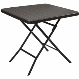 ΤΡΑΠΕΖΙ ΜΕΤΑΛΛΙΚΟ  CATERING ΠΤΥΣΣΟΜΕΝΟ  ΣΠΑΣΤΟ ΣΕ ΑΠΟΜΙΜΗΣΗ ΞΥΛΟΥ-ΔΙΑΣΤΑΣΕΙΣ: L78xW78xH74cm