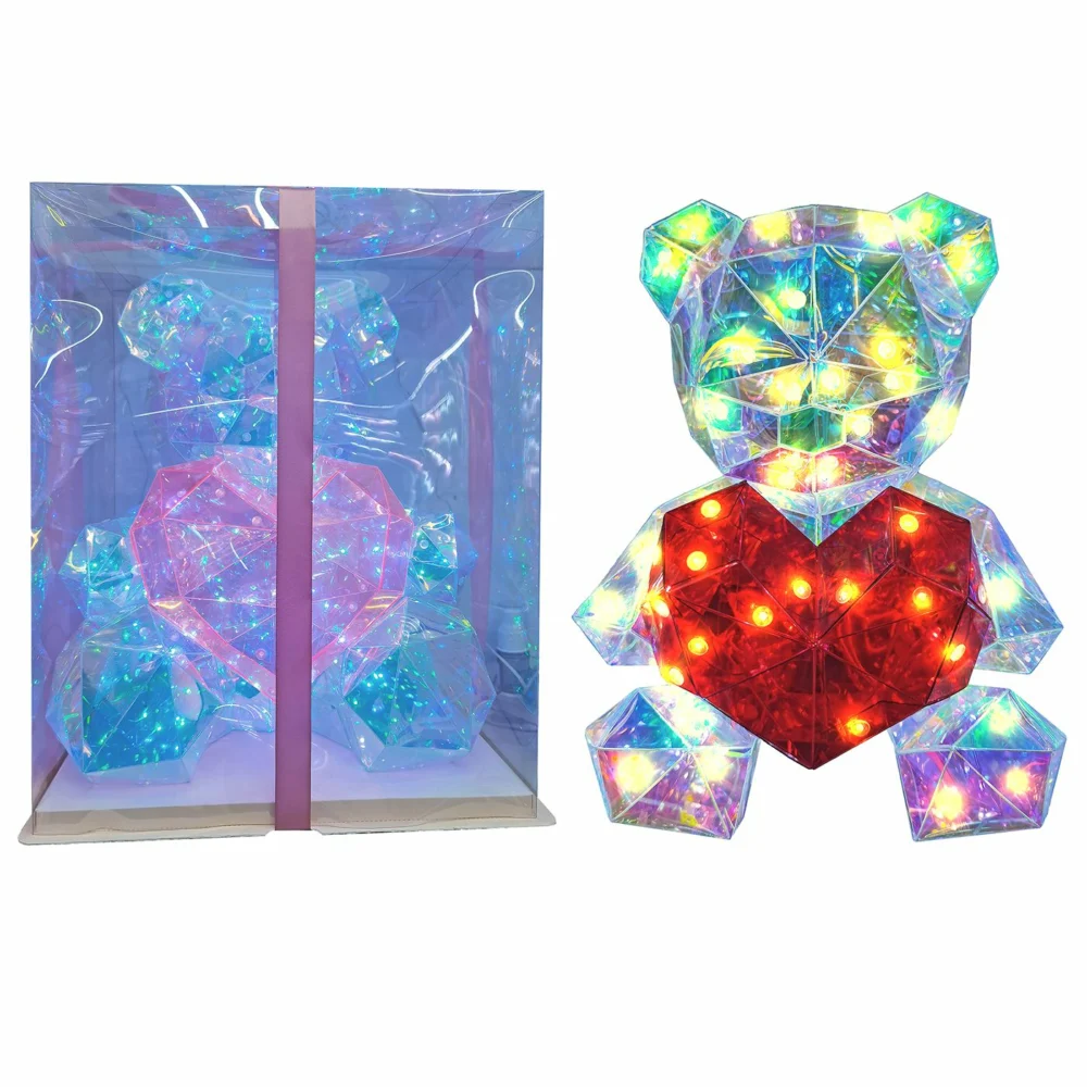 22-3061 Αρκούδος-Καρδιά Ιριδίζον με φως 33cm Homie 423081 - Image 1