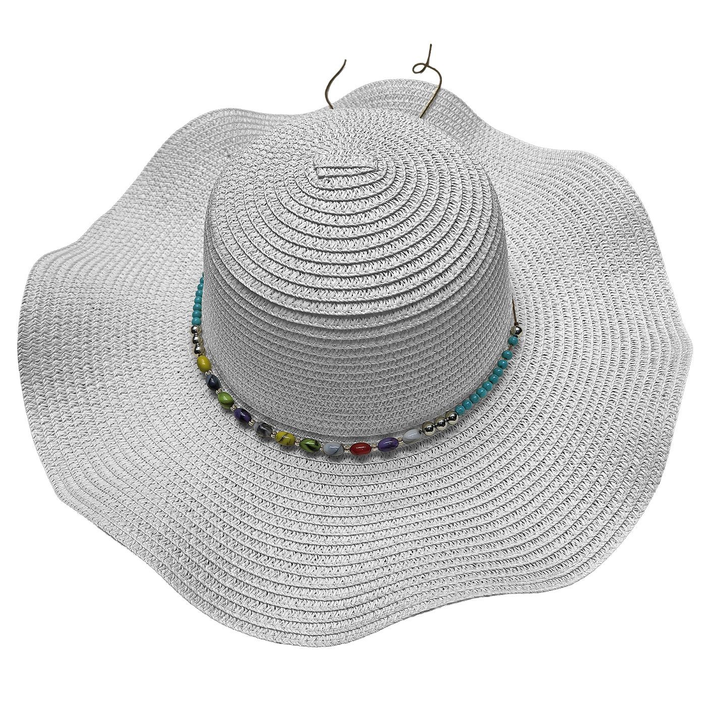 42-3326 Καπέλο Ψαθόχαρτο Μπλε Πετράδια ø40cm SummerTiempo 623346 - Image 1