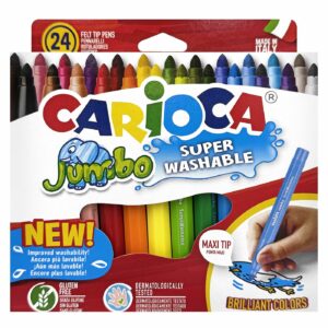 Σετ 6 τεμαχιών Μαρκαδόροι Carioca Jumbo 6mm σετ=24 Χρώματα  Carioca 40570