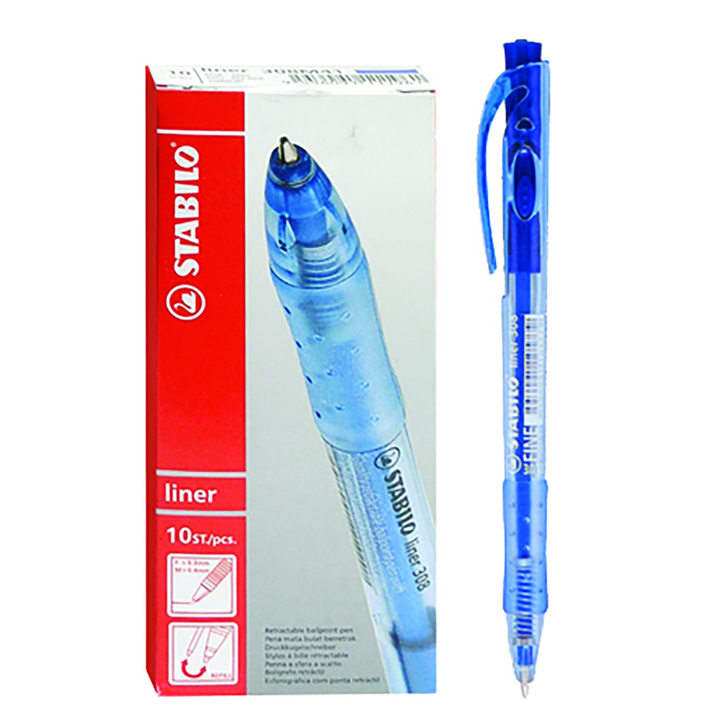 60-679 Σετ 10 τεμαχιών Στυλό Κουμπί Stabilo Ballpoint Μπλε 1,0mm Stabilo 308/41 BLUE - Image 1