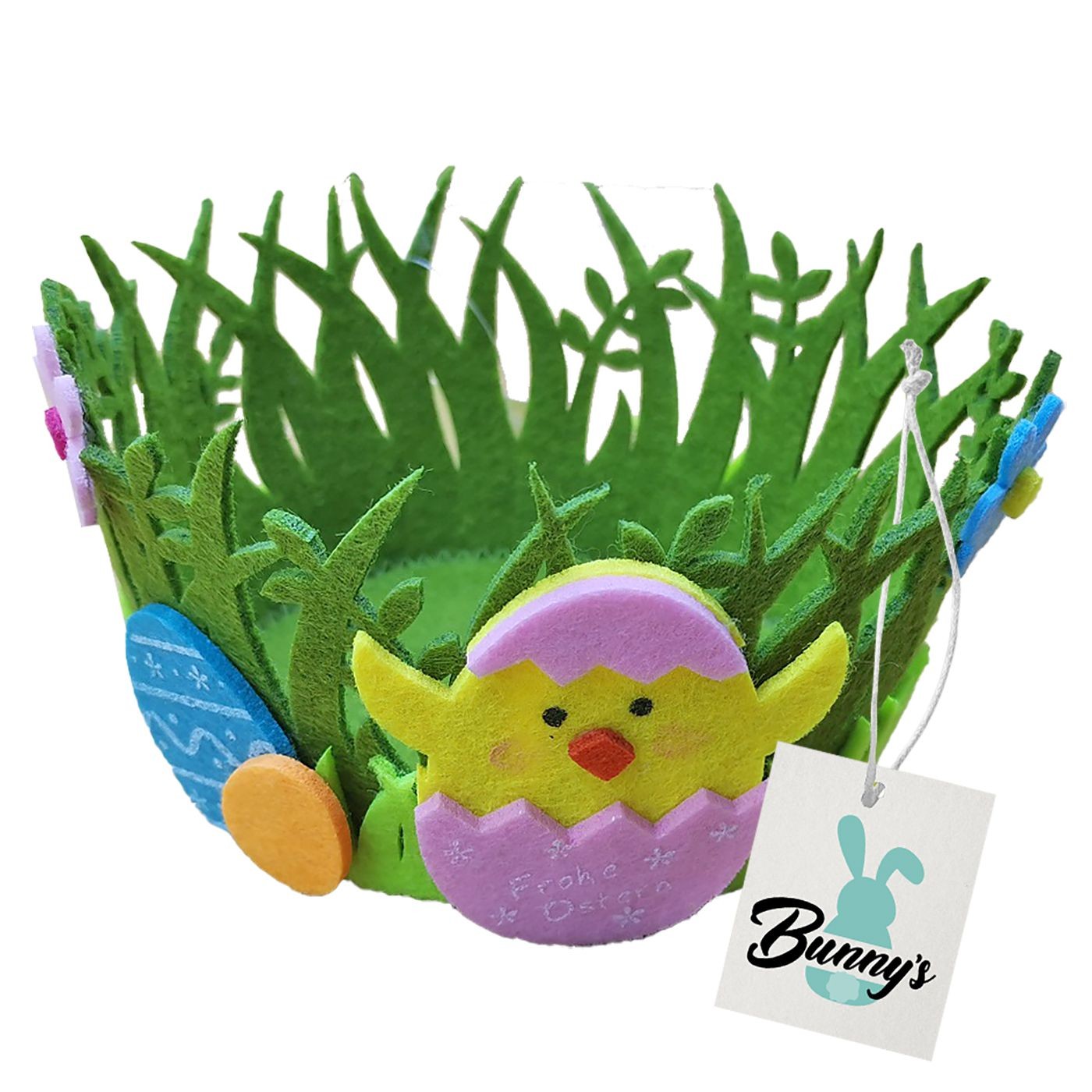 73-1976 Καλάθι Τσόχινο Στρογγυλό Αυγό-Πουλάκι ø15x9cm Bunny's 931996 - Image 1