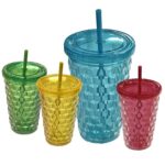 Σετ 6 τεμαχιών Ποτήρι Διπλότοιχο Πλαστικό με Καλαμάκι 16x10cm 526ml Homie 1002192 - Image 2