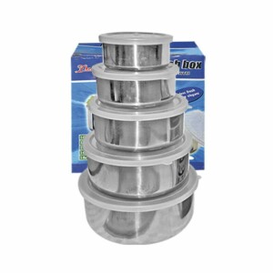 Δοχεία Τροφίμων Inox σετ=5τεμ 18x6cm/16cm/14cm/12cm/10cm Homie 101138