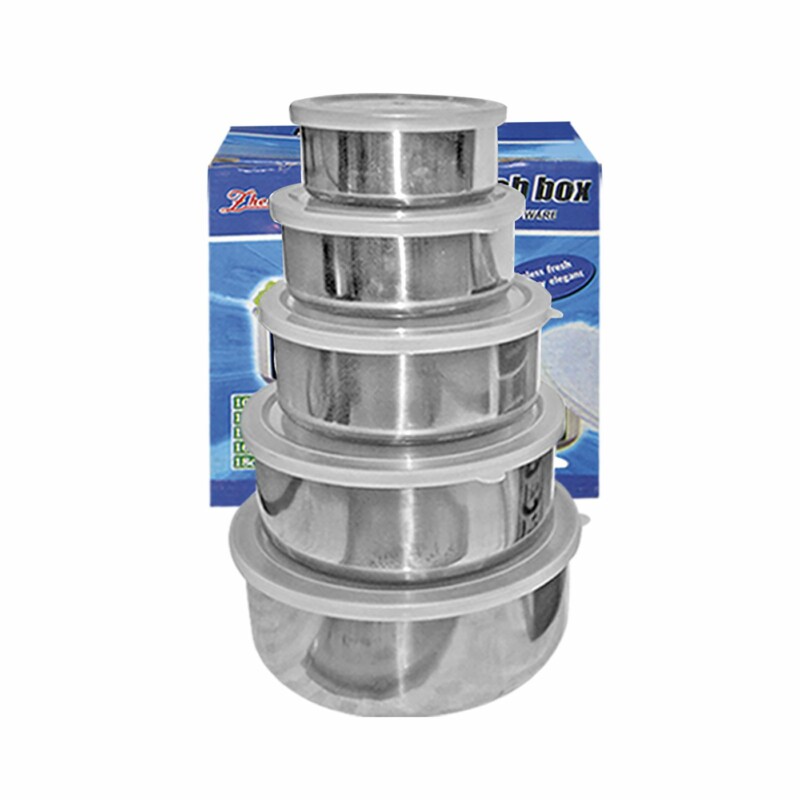 Δοχεία Τροφίμων Inox σετ=5τεμ 18x6cm/16cm/14cm/12cm/10cm Homie 101138