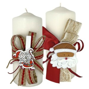 Κερί Κορμός Λευκό 3 Σχέδια Άγιος 12x5cm Xmasfest 1132369 - Image 2