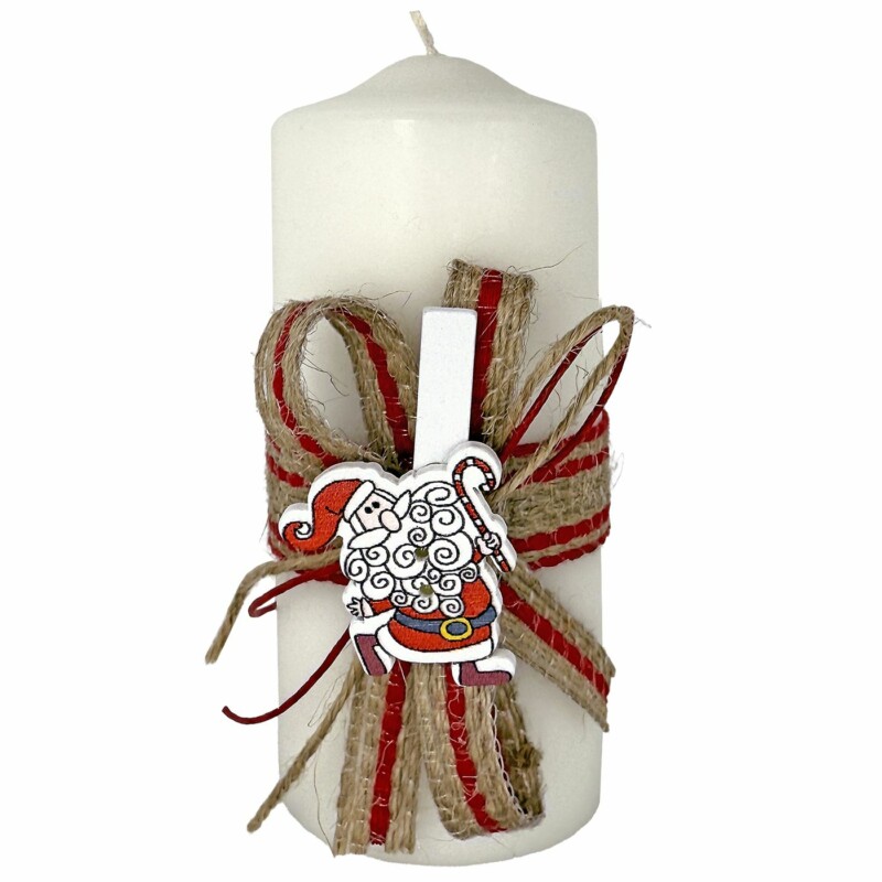 Κερί Κορμός Λευκό 3 Σχέδια Άγιος 12x5cm Xmasfest 1132369