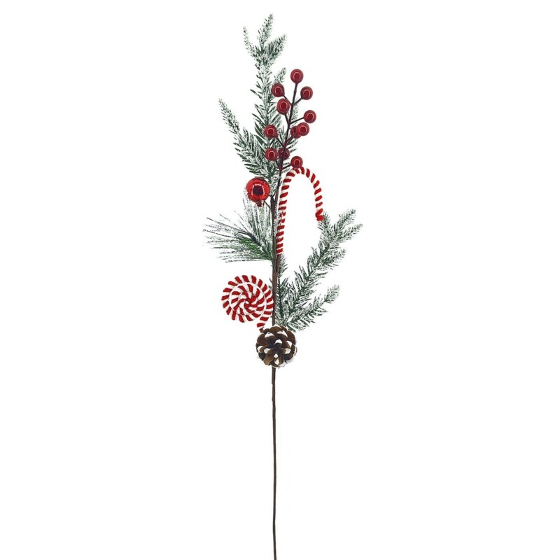 93-3875 Κλαδί με Γλειφιτζούρι, Κουκουνάρι, γκι 70cm Xmasfest 1133895 - Image 1