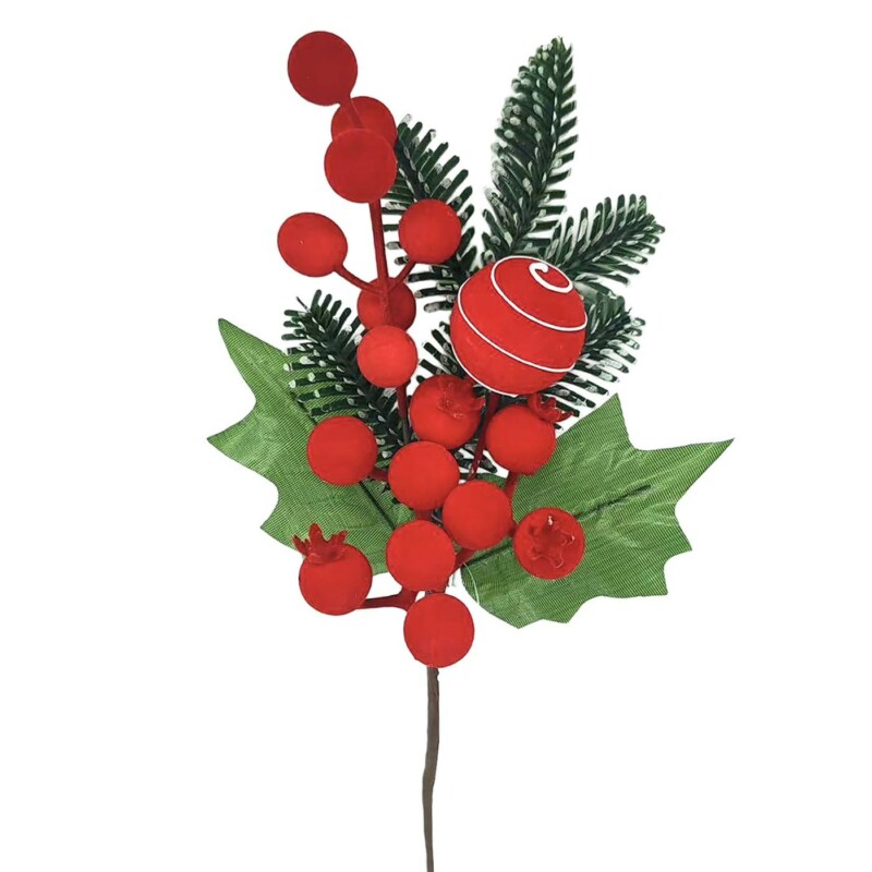 93-3876 Κλαδί με Ρόδια, Μπάλα, γκι 27cm Xmasfest 1133896 - Image 1