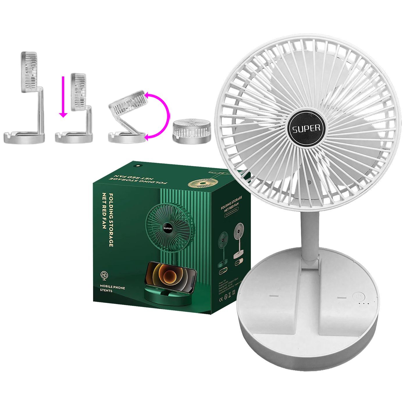 Ανεμιστήρας Επαναφορτιζόμενος Πτυσσόμενος 36x ø16cm Homie 49193 Ανεμιστήρας Επαναφορτιζόμενος Πτυσσόμενος 36x ø16cm Homie 49193