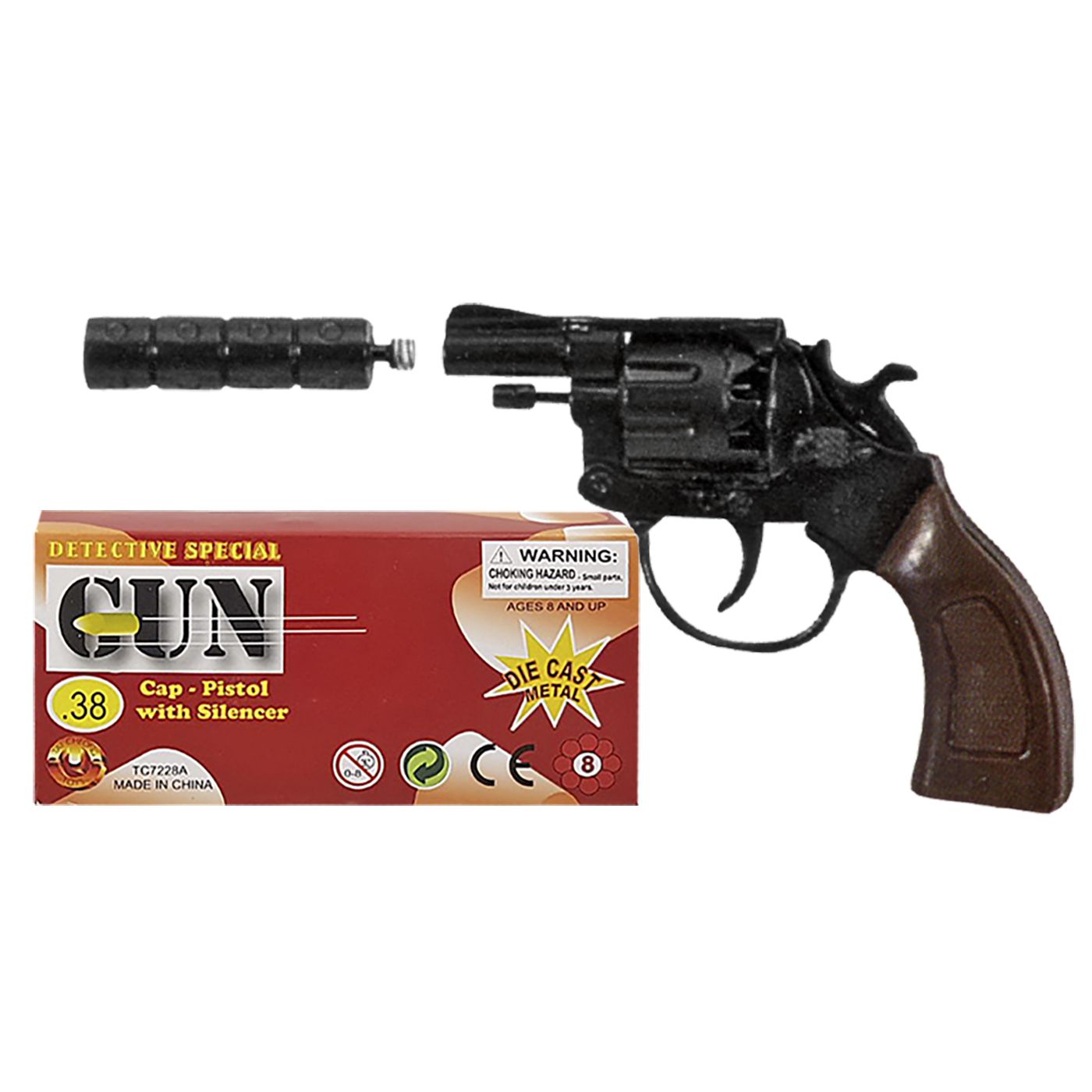 Όπλο Μεταλλικό 8σφαιρο με Σιγαστήρα 14x7cm (+σιγαστήρας 6cm) Carnavalista 23234 Όπλο Μεταλλικό 8σφαιρο με Σιγαστήρα 14x7cm (+σιγαστήρας 6cm) Carnavalista 23234