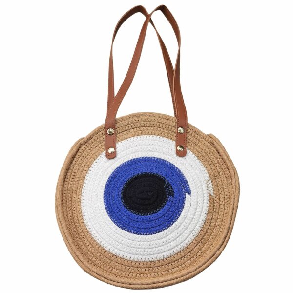 Τσάντα Στρογγυλή Cotton με Μάτι ø28cm SummerTiempo 623141