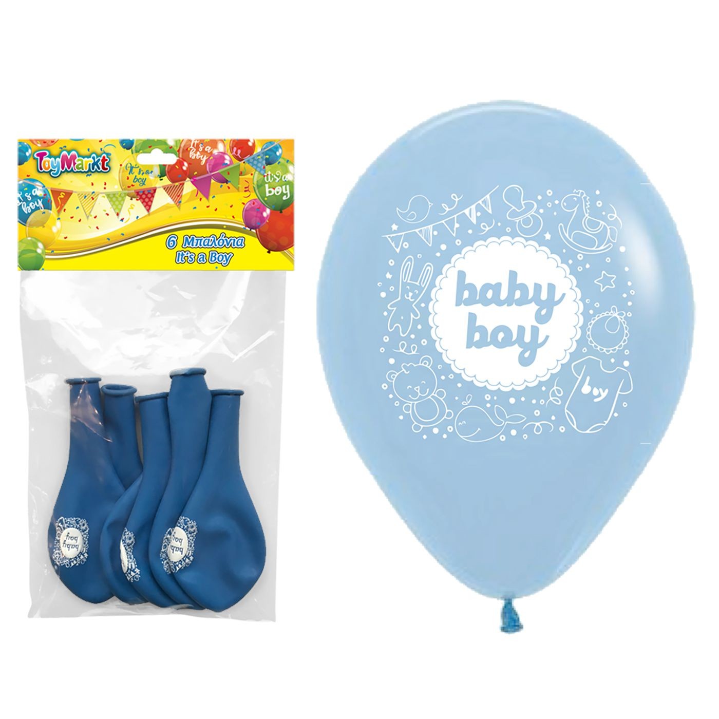 Μπαλλόνια 12" 6τεμ Baby boy 30cm ToyMarkt 911265 Μπαλλόνια 12" 6τεμ Baby boy 30cm ToyMarkt 911265