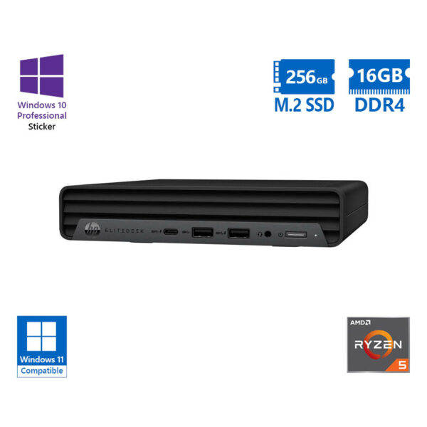 HP EliteDesk 805 G6 DM Ryzen 5 Pro 4650G/16GB DDR4/256GB M.2 SSD/No ODD/10P Grade A Refurbished PC
