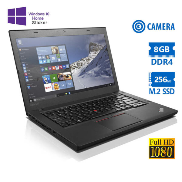 Lenovo (A-) ThinkPad T460s i7-6600U/14”FHD/8GB DDR4/256GB M.2 SSD/No ODD/Camera/10H Grade A- Refurbi