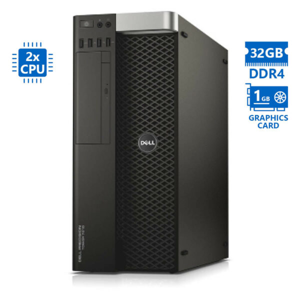 Dell Precision 7810 Tower Xeon 2xE5-2650v3(10-Cores)/32GB DDR4/1TB/Nvidia 1GB/DVD/8P Grade A Worksta
