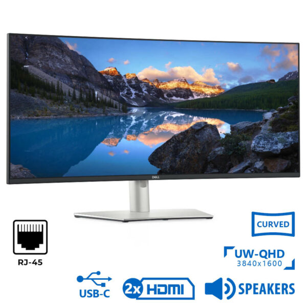 Used (A-) Monitor UltraSharp U3821DW Curved/Dell/38”UW-QHD/3840x1600/Silver/Black/w/Speakers/Grade A