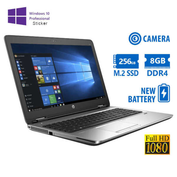 HP ProBook 650 G2 i5-6200U/15.6``FHD/8GB DDR4/256GB M.2 SSD/No ODD/Camera/New Battery/10P Grade A Re