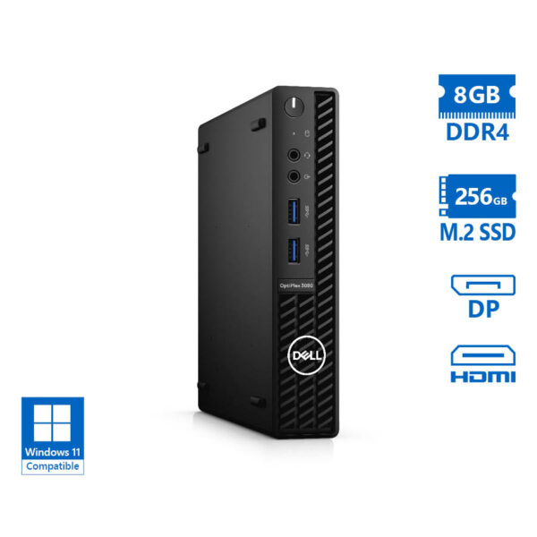 Dell Optiplex 3080 DM i3-10105T/8GB DDR4/256GB M.2 SSD/No ODD/Grade A Refurbished PC