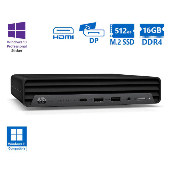 HP EliteDesk 800G6 DM i5-10500T/16GB DDR4/512GB M.2 SSD/No ODD/10P Grade A Refurbished PC
