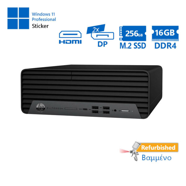 HP EliteDesk 805 G8 SFF AMD Ryzen 5 Pro 5650G/16GB DDR4/256GB M.2 SSD/No ODD/11P Grade A+ Refurbishe