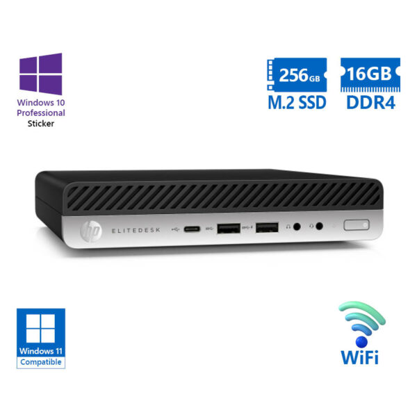 HP EliteDesk 800G5 DM WiFi i3-8100/16GB DDR4/256GB M.2 SSD/No ODD/10P Grade A Refurbished PC