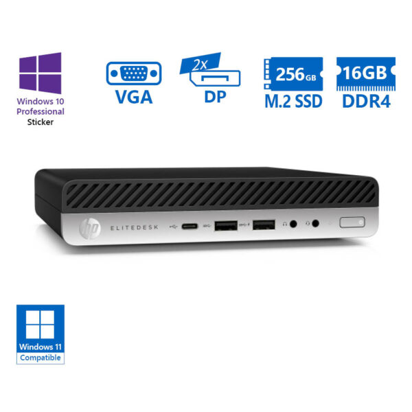 HP EliteDesk 800G5 DM i5-8500/16GB DDR4/256GB M.2 SSD/No ODD/10P Grade A Refurbished PC