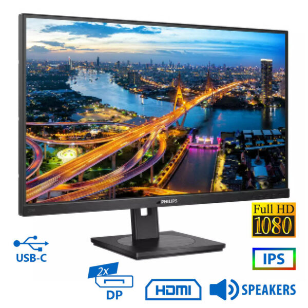 Used Monitor 243B1 IPS LED/Philips/24\"FHD/1920x1080/Wide/Black/w/Speakers/2xDP & HDMI & USB Type-C &
