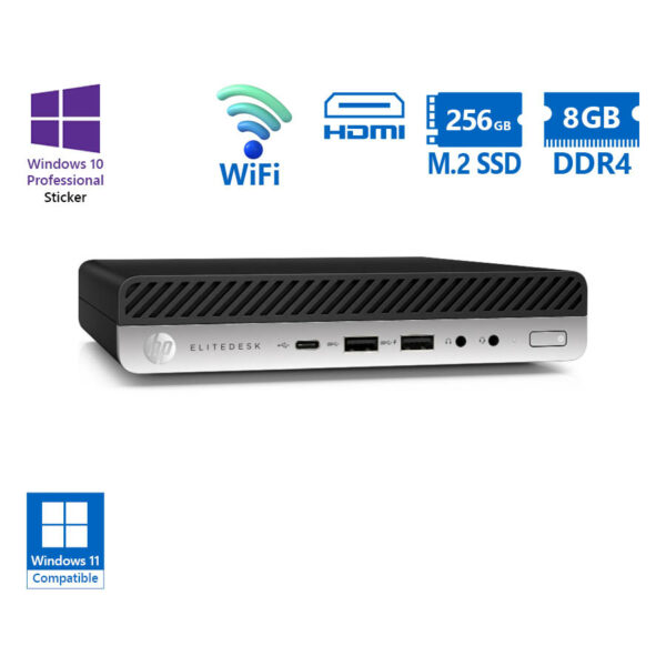 HP EliteDesk 705G5 DM WiFi AMD Ryzen 5Pro 3400G/8GB DDR4/256GB M.2 SSD/No ODD/10P Grade A Refurbishe