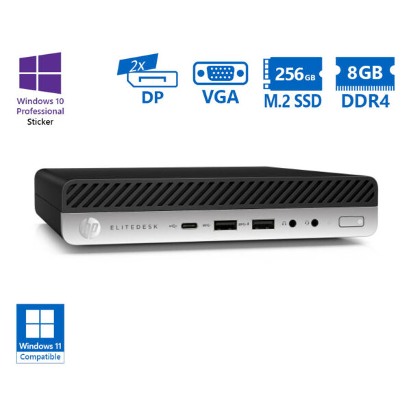 HP EliteDesk 800G5 DM i5-9500T/8GB DDR4/256GB M.2 SSD/No ODD/10P Grade A Refurbished PC